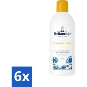 Melkmeisje - Bad & Douche Zonnebloem - Romig Parfum - 1000 ml - Voordeelverpakking - 6 stuks