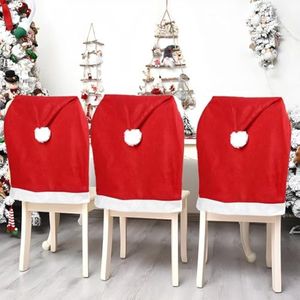 Kerst - Stoelhoezen - Rood - Set van 4 - Kerst Decoratie