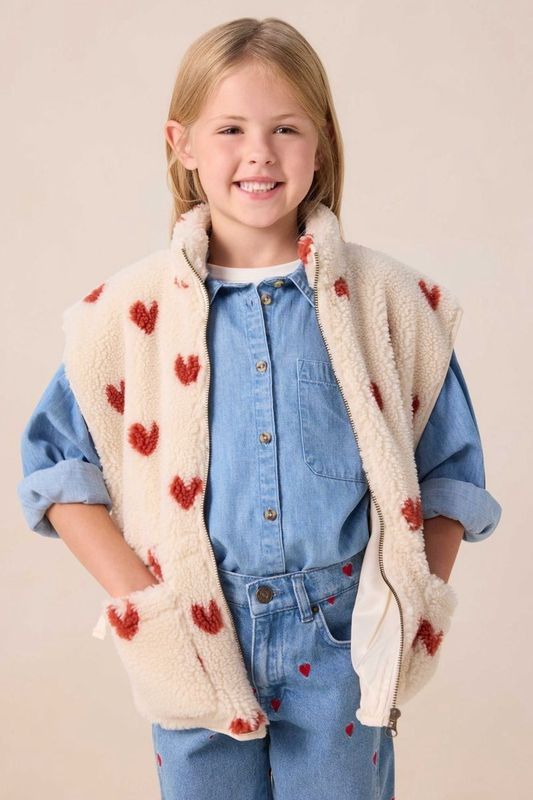 Sissy-Boy - Gilet - Wit - Teddy - Hartjes Print