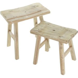 Set van 2 rustieke houten krukken