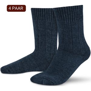 Sukats® Alpaca Sokken - Wollen Sokken - Warme Sokken - 4 Paar - Maat 43-46 - Navy Blue - Verwarmde Sokken - Wintersokken - De Moderne Geitenwollen Sokken Heren