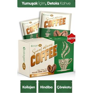 Collagen Hindiba Life Detox Koffie met cichorei, collageen, garcinia-extract en zwarte komijn-extract 20 poederzakjes, Afslank Coffee, forx5