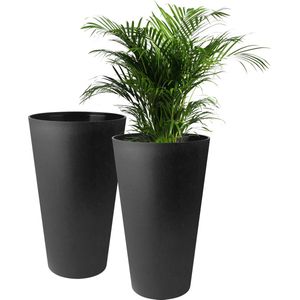 By Shayne ® Elegante Hoge Plantenbakken voor Binnen en Buiten met Modern Design, Set van 2 in Zwart