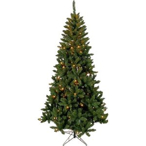 DiversePine Groene PVC Kerstboom op Metalen Standaard - Met 240 LED-licht - Warm wit EU-stekker - Versterkte Metalen Standaard - 700 Takken - 180cm