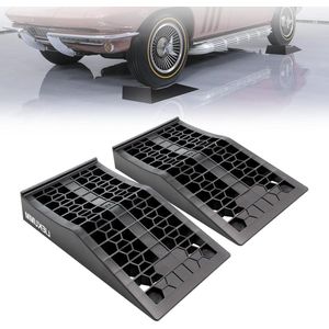 Set van 2 zware lasten autorampen - 5 ton oprijplaat hefplatform - laadhelling voor auto's en voertuigen - rood Ramp Cover
