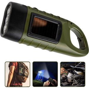 Knijpkat Zaklamp Handmatig - Noodpakket -Dynamo En Solar LED Zaklamp Met Clip - Oplaadbare Flashlight - Met Hand Gedreven Dynamo Oplaad Functie - Handmatig Aangedreven Oplaad Lamp
