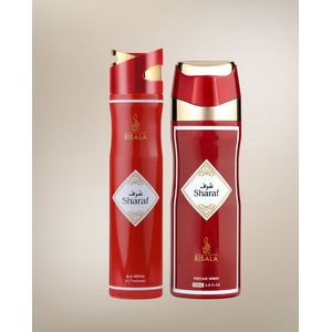 Risala Sharaf Set – Deodorant Spray 200ml + Air Freshener 300ml – Long Lasting Arabic Oriental Fragrance from Dubai – Mandarin, White Blossom, Musk & Amber Scent