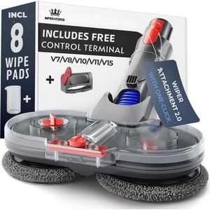 Mop & Dweil Opzetstuk Met Watertank Geschikt voor Dyson Steelstofzuiger V7/V8/V10/V11/V15 - Elektrische Mop & Vloerwisser Dweil/Dweilsysteem/Dweilapparaat - Zuigmond - Stofzuigeraccessoires - 8 Vloermop - 1 Vulreservoir