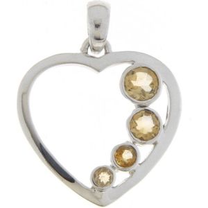 SilverGems Zilveren hart hanger met Citrien edelstenen