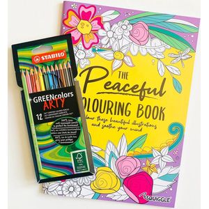Kleurboek ''Peaceful'' + 12 STABILO kleurpotloden | Tekenset volwassenen | Kleurboeken voor volwassen | Kleurpotloden voor volwassenen | Kleurboek voor volwassen | Tekenen | Potloden volwassenen | Volwassen kleurboek | Kleurboek voor volwassenen