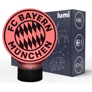 Lumi 3D Nachtlamp - 16 kleuren - Bayern Munchen - Voetbal - LED Illusie - Bureaulamp - Sfeerlamp - Dimbaar - USB of Batterijen - Afstandsbediening - Cadeau