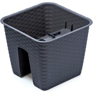 3x Ratolla vierkante rotan balkon plantenpotten/bloempotten antraciet 27 cm - 8,5 liter - Tuin/balkon decoraties