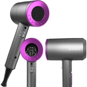 Prestara Föhn met Diffuser – Ionische Haardroger – 3 Warmtestanden – Zwarte Haarföhn voor Glanzend Haar