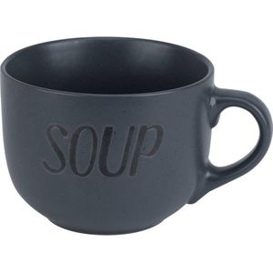 Cosy en trendy Soup Dark Grey Beker 'soup' D11xh8,5cm 51cl Aardewerk - (Set van 6) En Yourkitchen E-kookboek - Heerlijke Smulrecepten