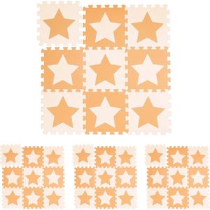 Speelmat 45-delig met Sterrenpatroon - EVA Schuim, Vrij van Schadelijke Stoffen, 4 m², Oranje-Beige