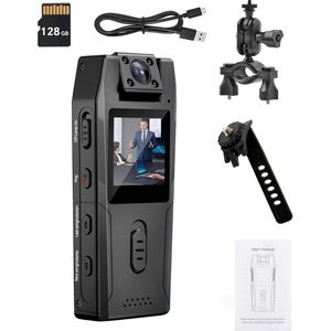 Bodycam - Action Cam - Bewegingsdetectie - 180º Draaibare Lens - Bodycam Politie - Spycam - Full HD - Zwart