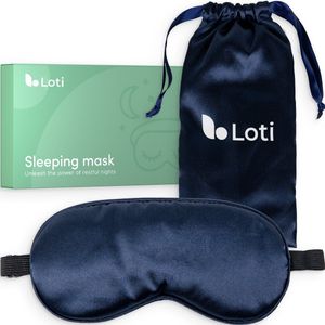 Loti Premium Zijden Slaapmasker + Opbergzakje - 100% Verduisterend Oogmasker - Verstelbaar - Blinddoek - Zijdezacht - Anti-Rimpel – Eye Mask – Sleep Mask – Blauw
