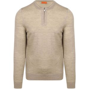 Suitable Crew Zip Merino Sand - Maat M - Heren - Pullover - Schipperstrui met rits - Volwassen mannen - Sweater