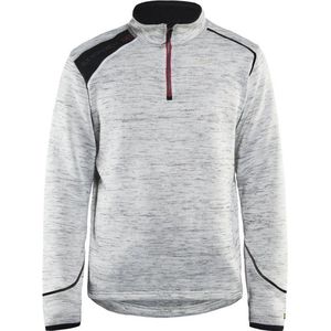 Blåkläder 4943-2117 Gebreid Sweatshirt 1/2 rits Grijs melange/rood maat S