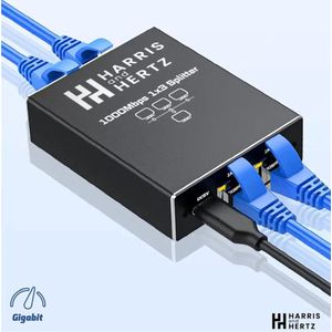 Harris and Hertz - Ethernet Gigabit Netwerksplitter - 1 Naar 3 - USB Voeding
