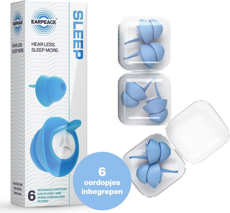 EarPeace - Slaap Oordopjes - Herbruikbare Siliconen - Gehoorbescherming tot 30dB - 6x Set van 2