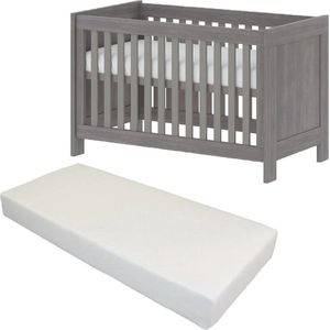 Bebies First Babybed / Ledikant Nevada Met Matras - Grijs 60 x 120 cm