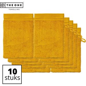 The One Towelling Ultra Deluxe washandjes - Washanden - Voordeelverpakking - 100% katoen - Okergeel - 10 Stuks