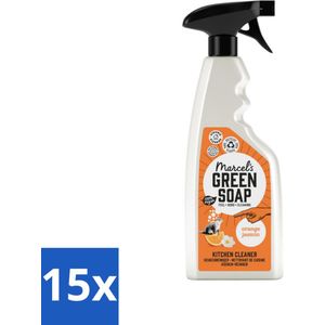 15 x Marcel's Green Soap - Keukenreiniger - Sinaasappel & Jasmijn - Tegen vet & vuil - 500 ml - Keukenreiniger - Vet En Vuil Verwijderen - Natuurlijke Keukenreiniger - Biologisch Afbreekbaar - Vegan