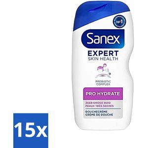 Sanex - Douchegel - Expert Skin Health Pro Hydrate - Verzorgt de Droge Huid - 400 ml - Bulkverpakking - 15 stuks