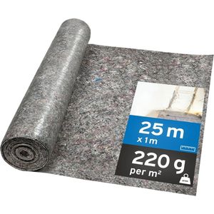 Schildersvlies 25 m, 220 g afdekvlies – stofdicht, antislip schildersvlies voor renovaties, verhuizingen en doe-het-zelfprojecten