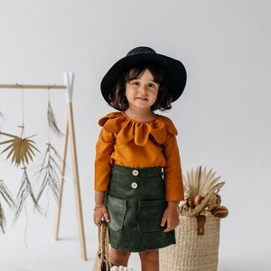 Meisjes Blouse – Orange – Met Bladkraag – Handmade – 100 % Katoen – Kinderkleding – Casual & Feestelijk – De Linde Kids – 18 mnd – Meisjeskleding - Kids - Koningsdag