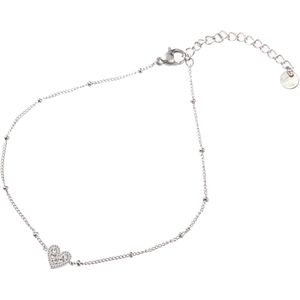 Go Dutch Label Enkelsieraad Crystal hart Zilver