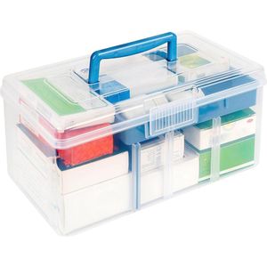 Draagbare Medicijnbox 2 Lagen met Handvat - Transparante Medicijnorganizer voor Thuis en Op Reis