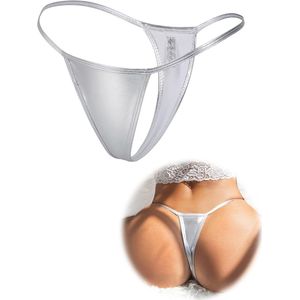sexy tanga string voor dames, chique lage taille lingerie van kunstleer, grote maten, glanzend design