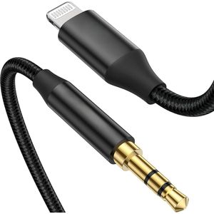 Qost Lightning naar Aux Kabel - Zwart - 1 Meter - 3,5 mm Jack naar 8-pin