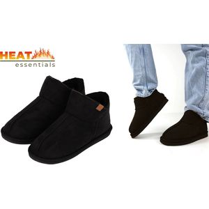 Heat Essentials - Pantoffels Heren - Zwart - 41/42 - Heren Pantoffels - Sloffen Heren - Ook als Dames Pantoffels beschikbaar