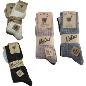 2 paar alpaca sokken - warme wintersokken - thermosokken - huissokken - unisex - maat 43-46 - 2 x donkergrijs - dun