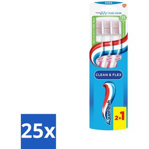 Aquafresh - Tandenborstel - Clean & Flex - Hard - Grondige Reiniging - 3 Tandenborstels - Bulkverpakking - 25 stuks
