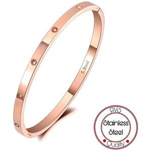 Borasi Bangle Armband | Rose | 4 mm | RVS Stainless Steel | Zirkonia stenen | Dames Armband | Cadeau | Dames Cadeau | Moederdag Cadeau | Cadeau Voor Haar | Best Verkochte Sieraden