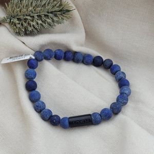 MAT BLUE BEADS ARMBAND BLACK