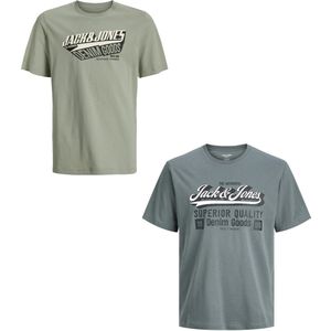 Jack & Jones 2 t-shirts jongens - blauw en groen - JJElogo - maat 176