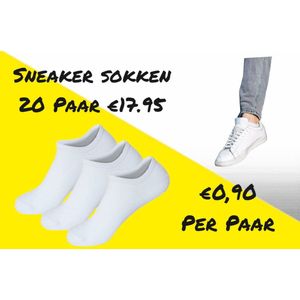 sneaker sokken katoenen sneakersokken katoen 20 paar wit maat 43/46