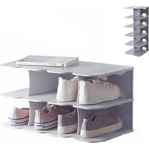 DIY schoenenrek smal/breed, laarzen schoenen pantoffels staande plank schoenenkast schoenenrek organizer voor kast hal slaapkamer entree slaapkamer (grijs, 24 x 26,8 x 63 cm)