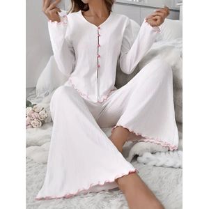 pyjama set sexy nachtkleding lounchewear dames huispak wit satijn