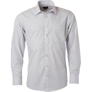 James and Nicholson Heren Longsleeve Poplin Shirt (Lichtgrijs)