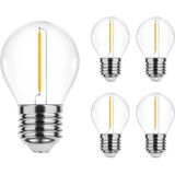 Modee - E27 LED Filament Lamp - Extra Warm Wit - 1W - 70lm - LED Kogellamp G45 - 5 stuks