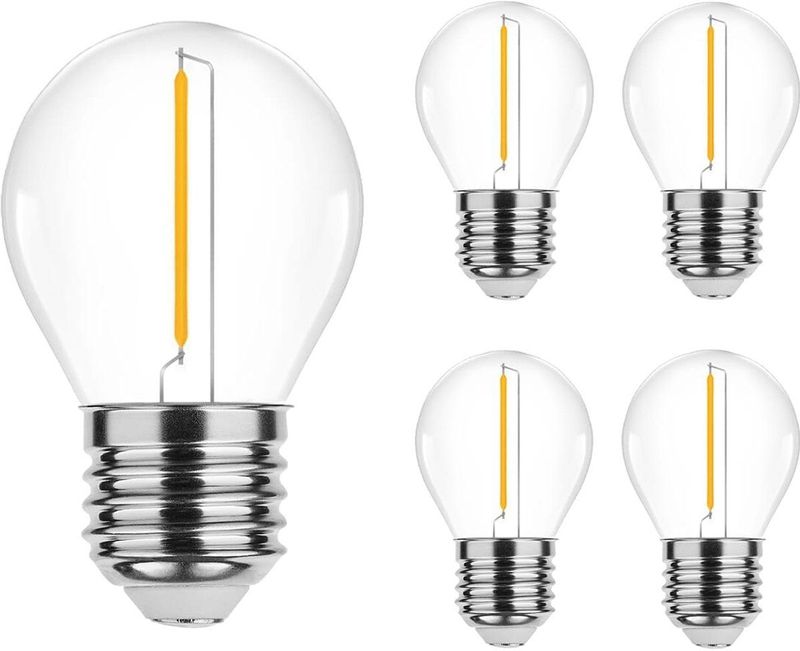 Modee - E27 LED Filament Lamp - Extra Warm Wit - 1W - 70lm - LED Kogellamp G45 - 5 stuks