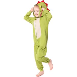 Ladeheid Kinderen Pyjama - Overal slapen - Lange mouwen - Lange broek - Katoen - LA-LA40-232-PJ - Groen Dino - 134-140