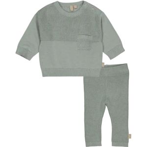 Levv Jongens baby set: Sweater Jasper en Broek Jeff Gebreid Dark Mint maat 68