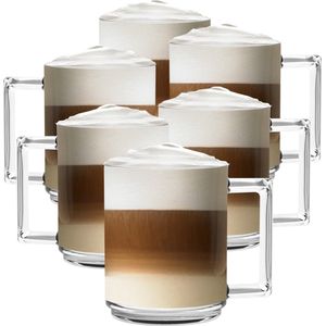 Luxe Latte Macchiato Glazen - Koffieglazen - Cappuccino Glazen - Latte Glazen - 250 ML - Set Van 6